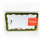 Notelets packaging with a white card and green border on a white background