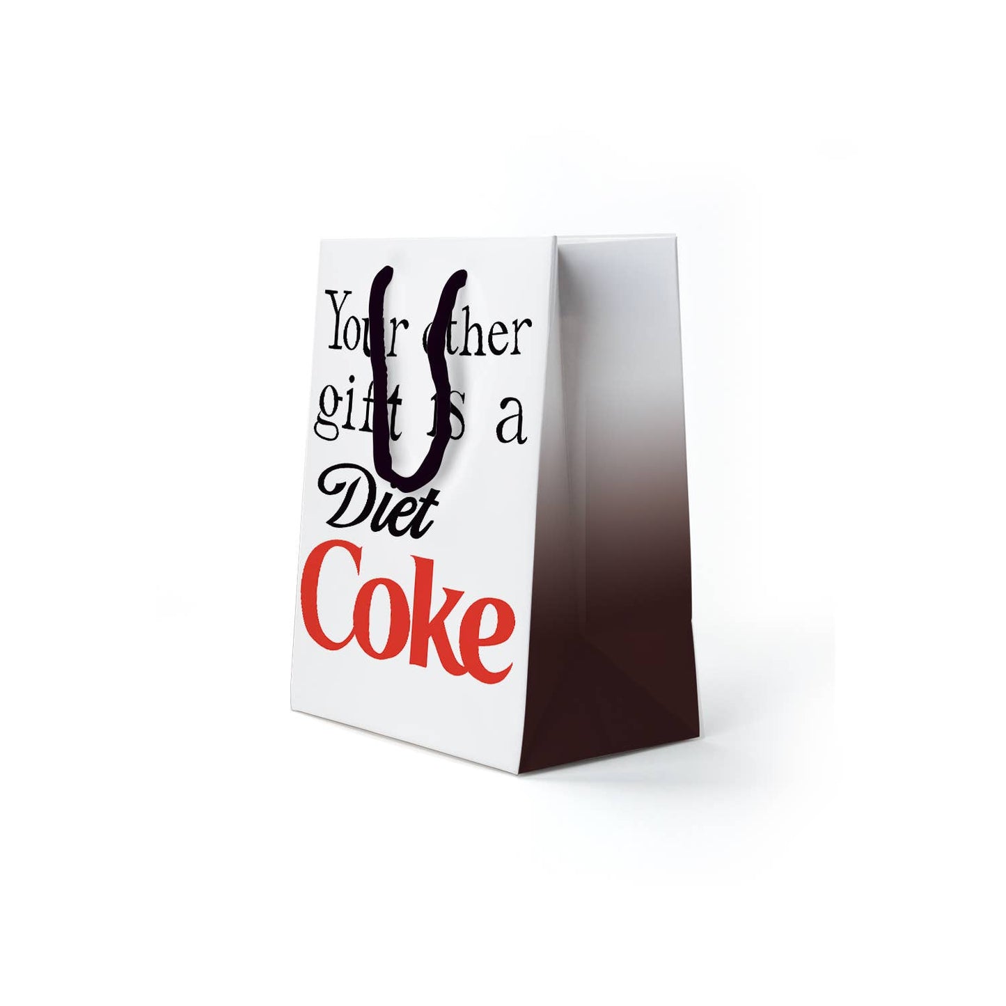 side view of the medium-sized diet coke gift bag 