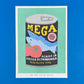 Illustration of a sardine can labeled 'Mega' on a blue background