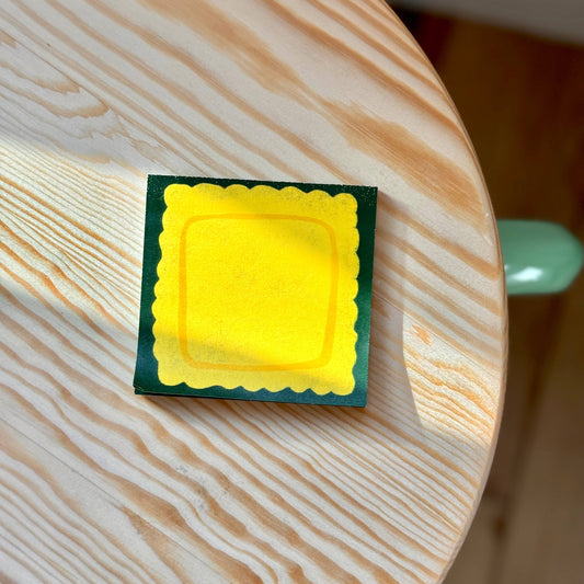 post-it note pad with a ravioli illustration on it