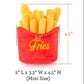 mini-sized French fry dog toys with dimensions