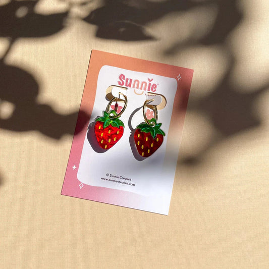 mini acrylic strawberry dangle earrings