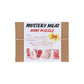 Mystery Meat Mini Puzzle packaging with brown wrapped box with twine and label on a white background