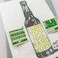 Card with a bottle design and 'Thank you for all your hard work' text on a white background