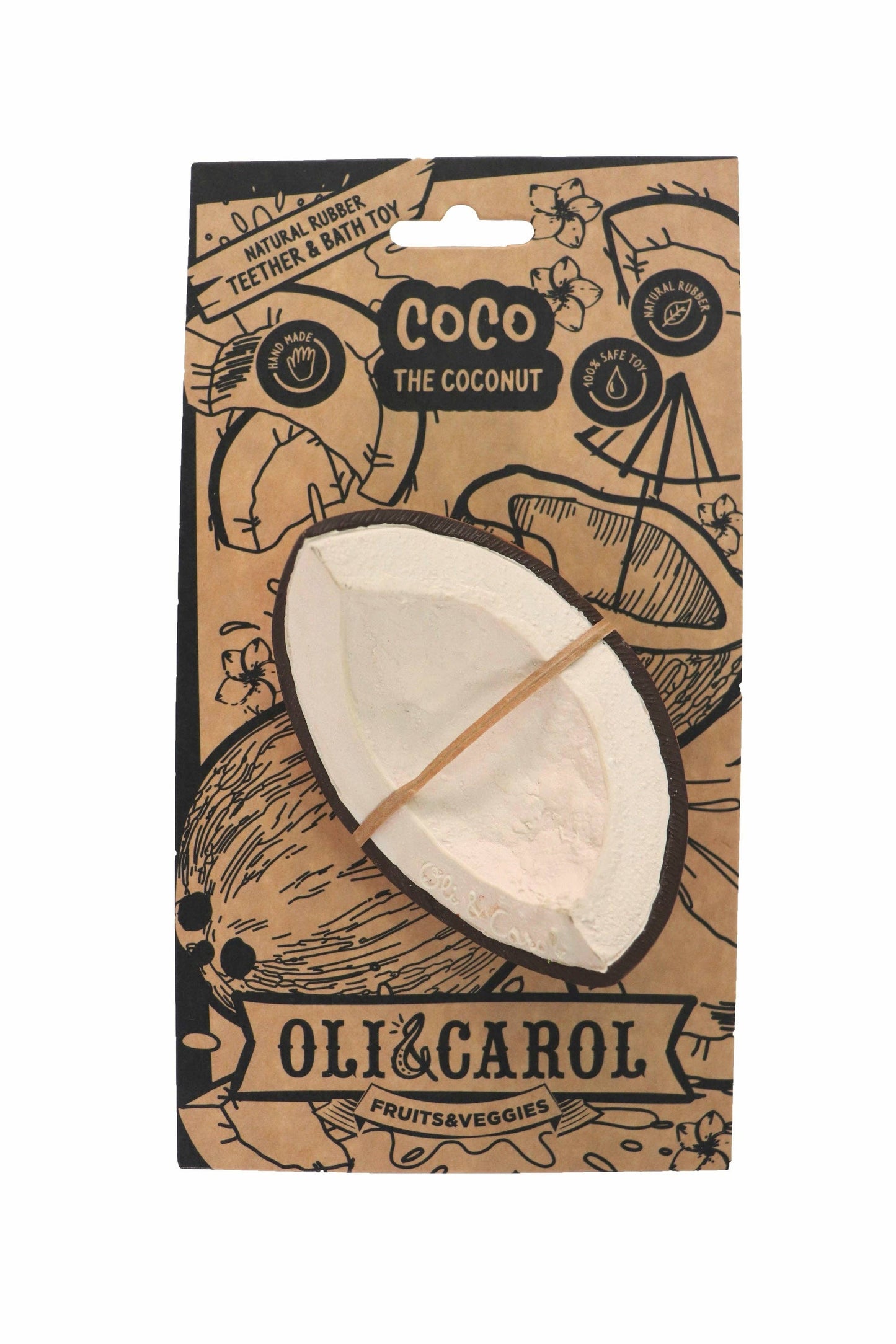 coco the coconut baby toy/teether in packaging 