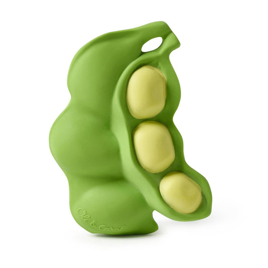 An edamame baby teething toy