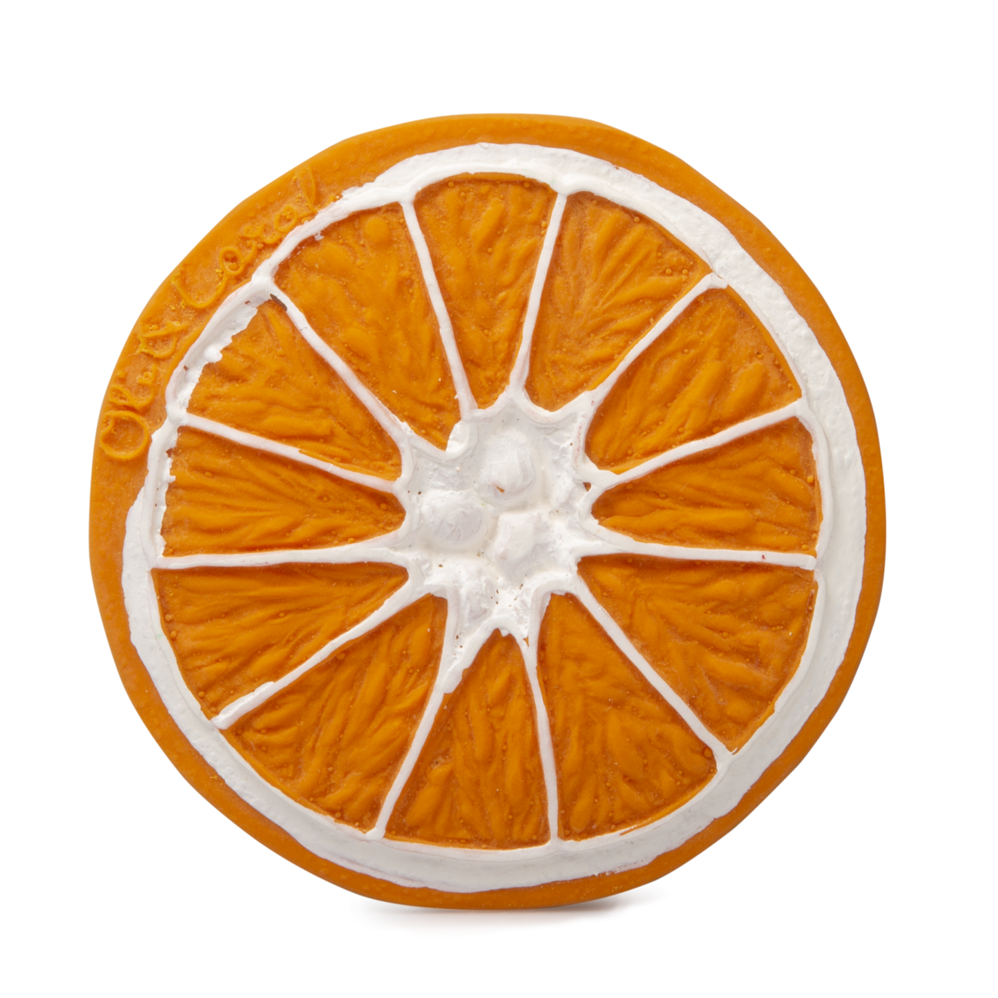 orange slice rubber baby teething toy