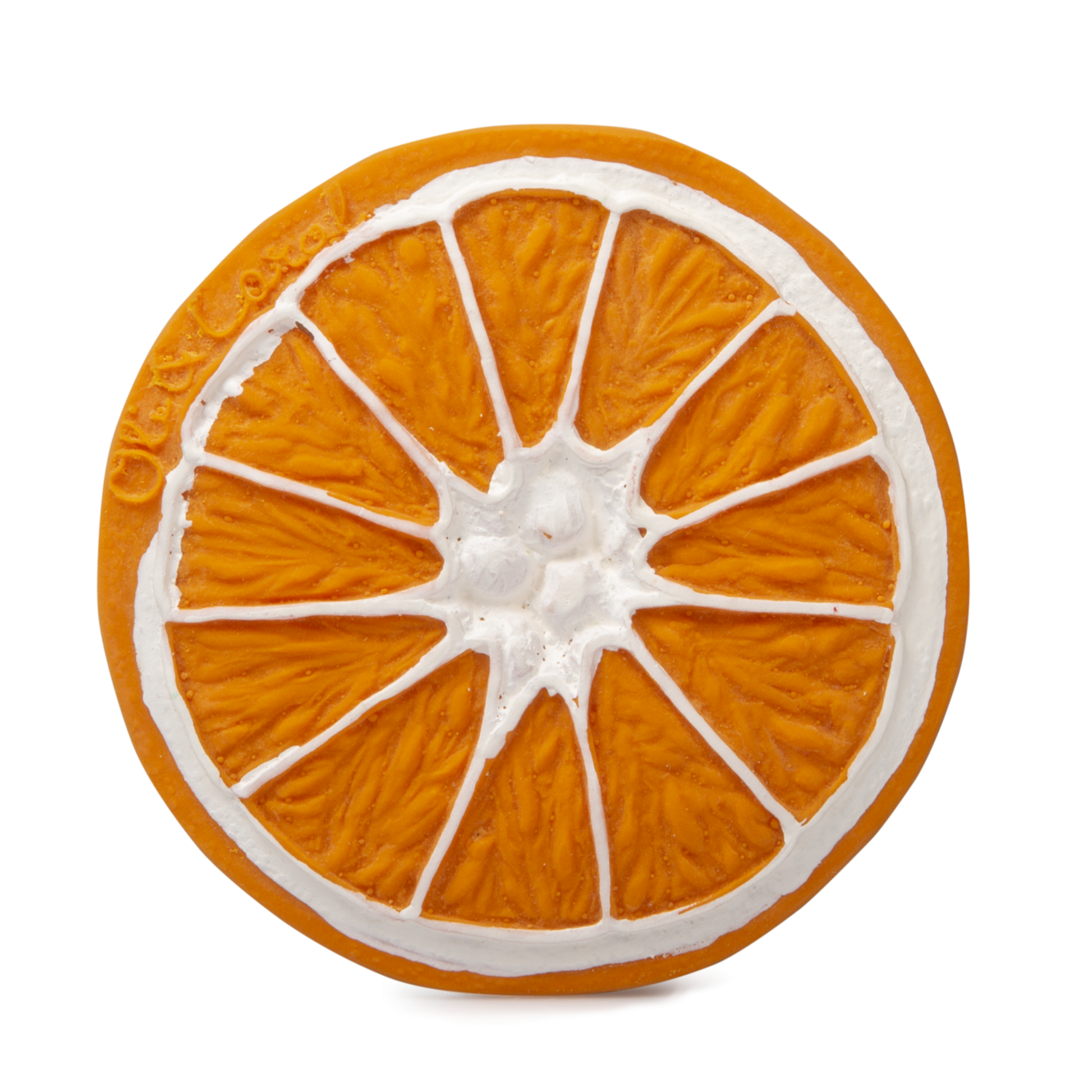 orange slice rubber baby teething toy