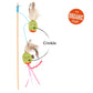 Cat toy with green olive crinkle elements on a white background