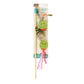 Cat toy with green olive catnip balls on a stick in packaging on a white background