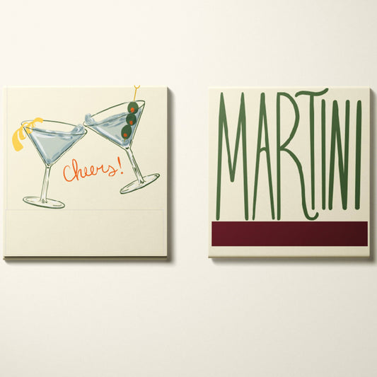 front and back designs of the martini matchbook