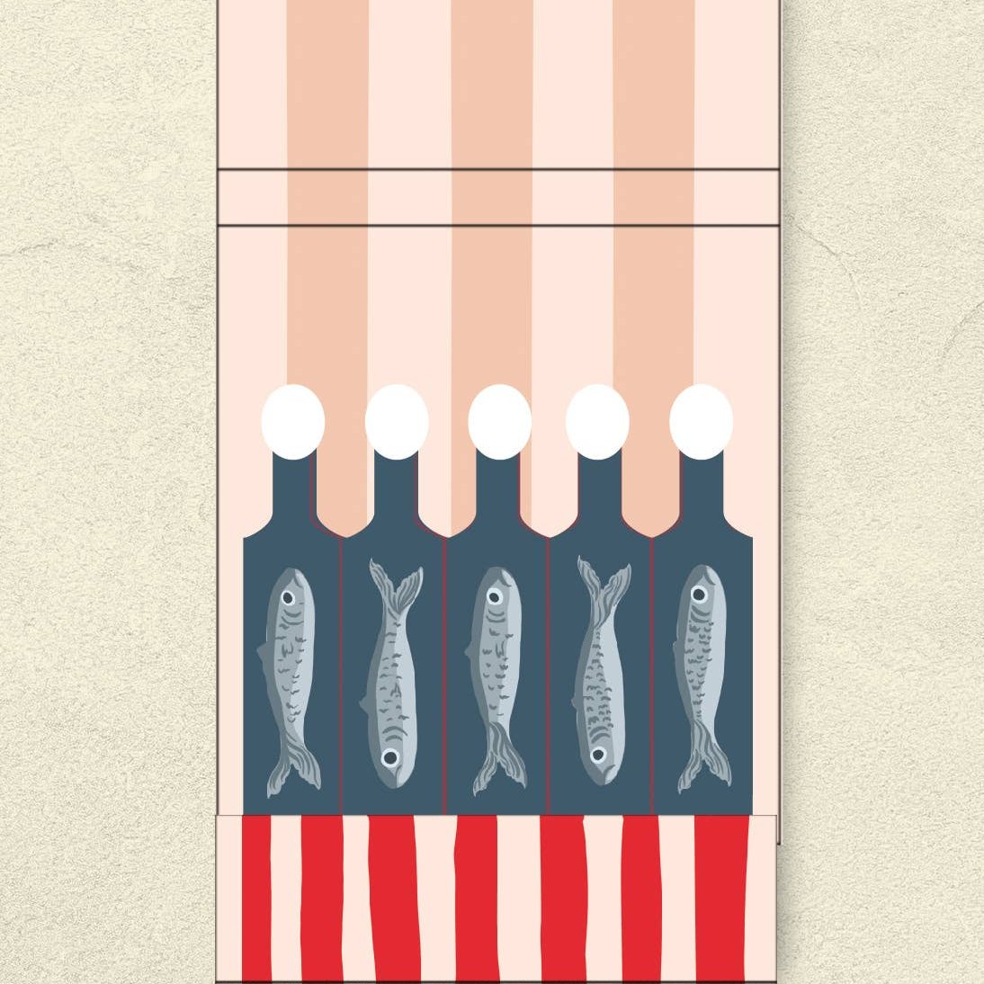 Interior of the sardine tin matchbook