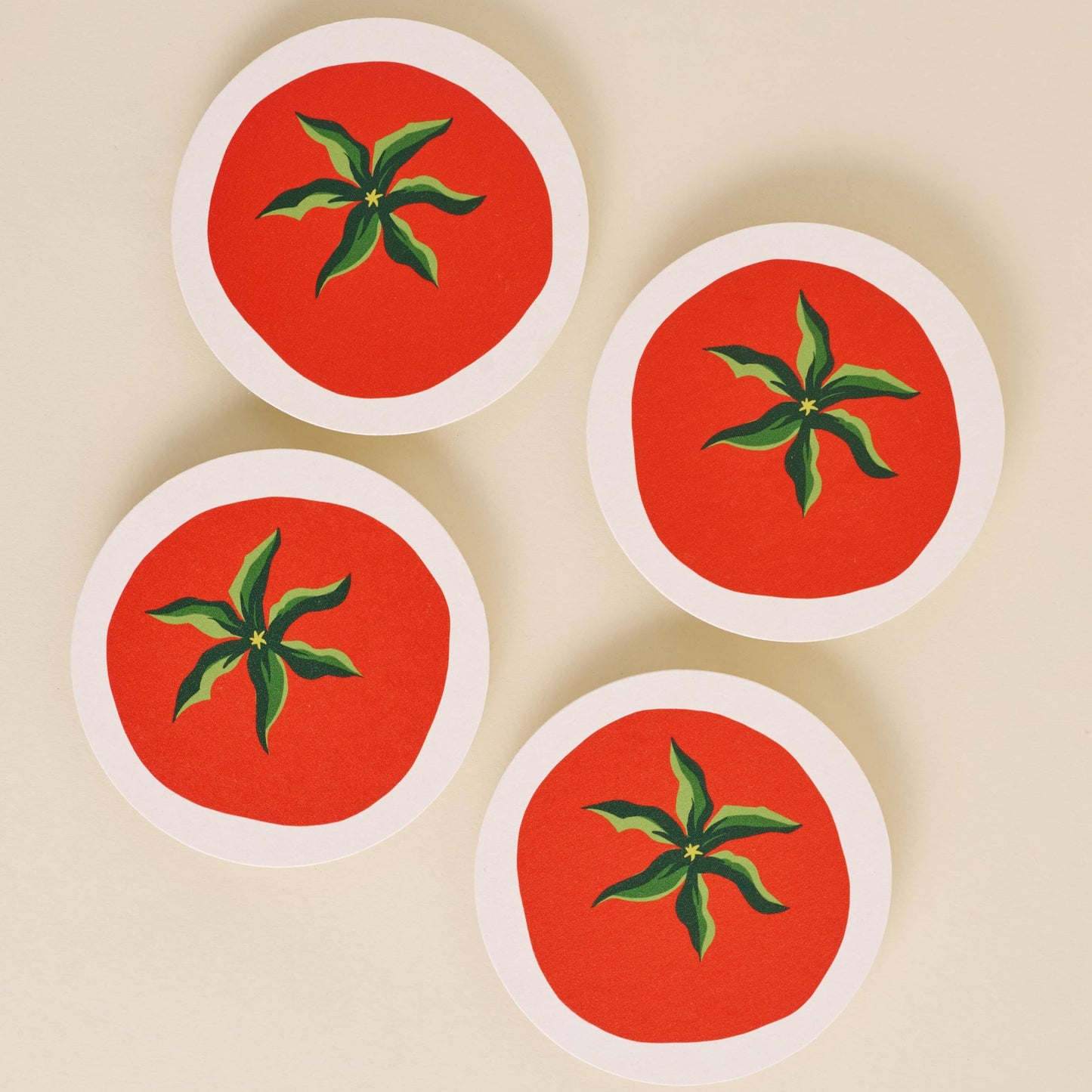 Set of 4 tomato coasters 