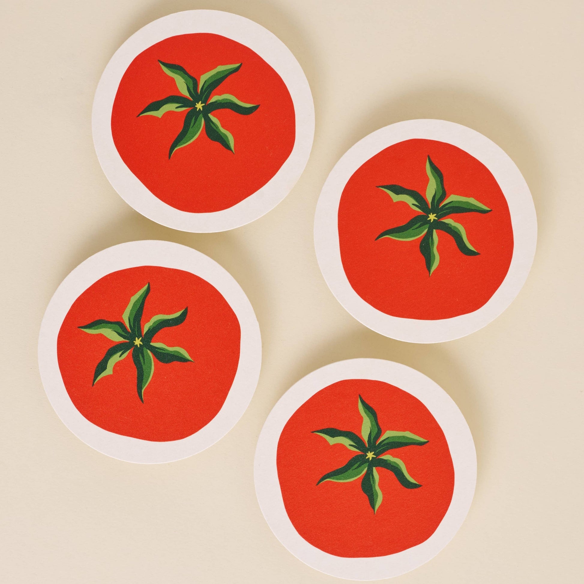 Set of 4 tomato coasters 