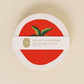 Set of 4 tomato coasters in paper band packaging 