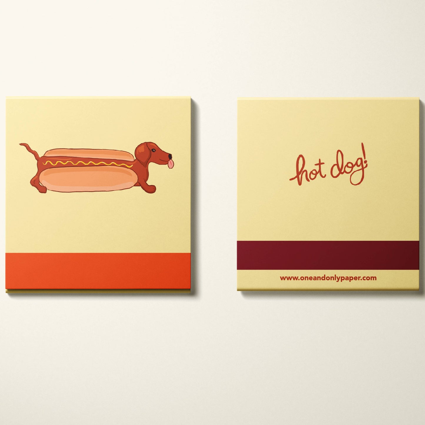 front and back designs of the wiener hot dog matchbooks 