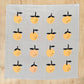 Linen tea towel with oranges screen printed on it 