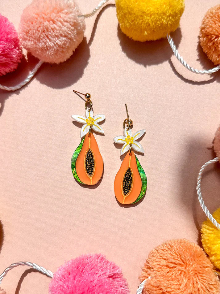 Acrylic papaya dangle earrings 