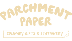 Parchment Paper logo with phrase "culinary gifts and stationery" underneath.