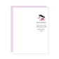 Greeting card with text and a small illustration on a white background