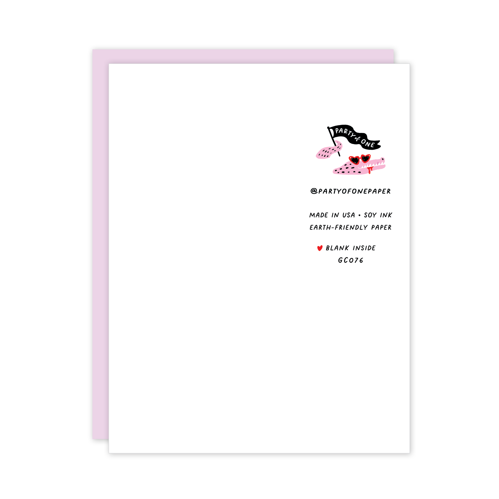Greeting card with text and a small illustration on a white background