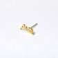 Single 14k gold plated stud earring -- reads "pasta" in handwritten script