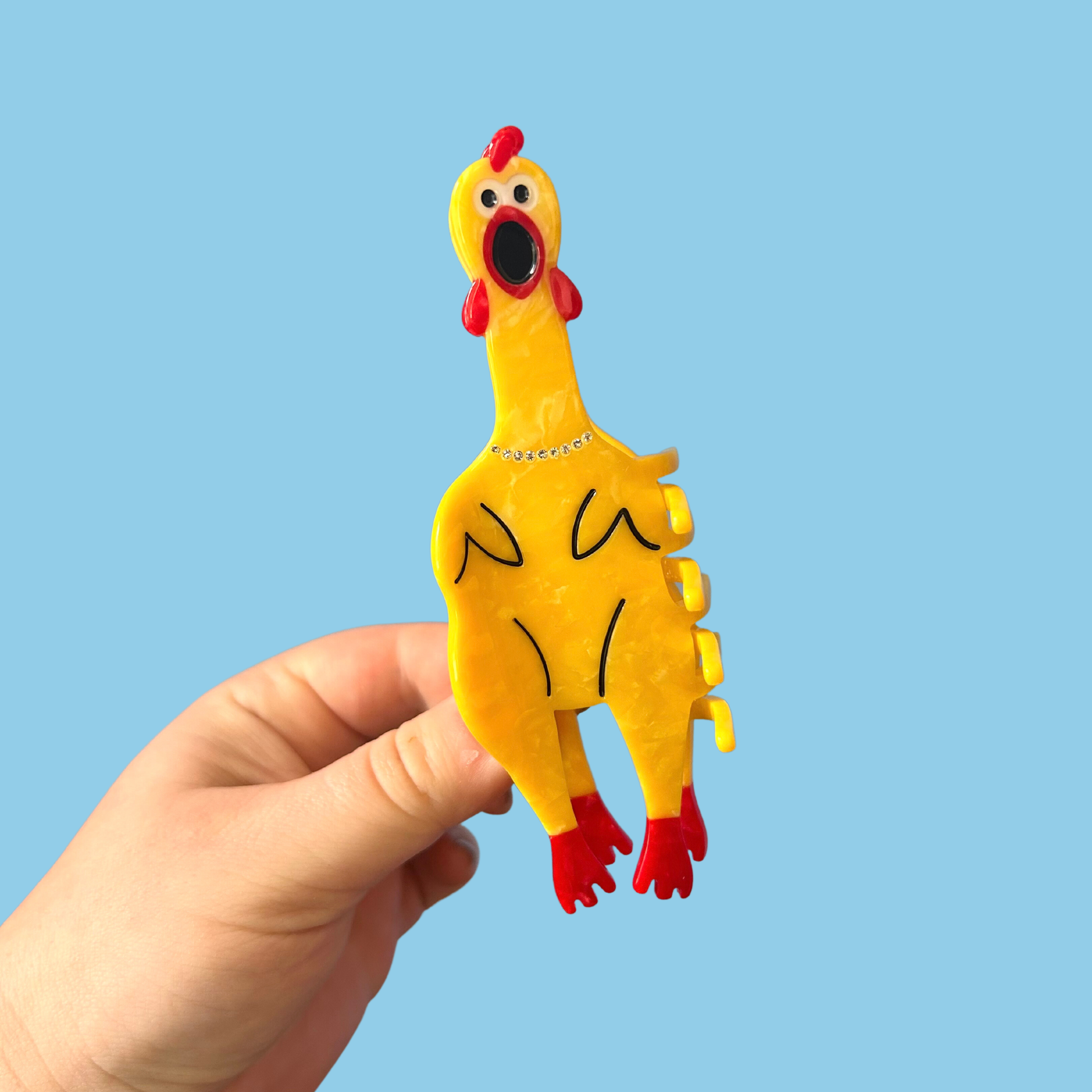 Rubber chicken hair claw clip 