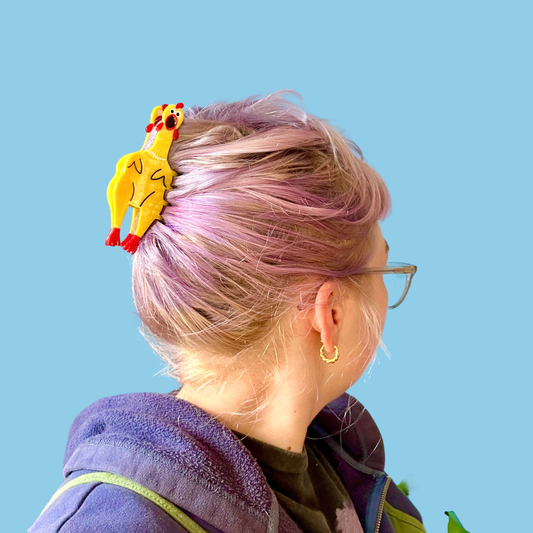 Rubber chicken hair claw clip 