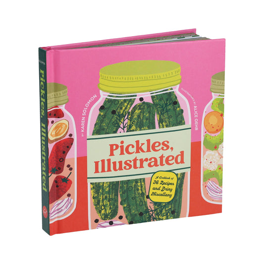 Book titled 'Pickles, Illustrated' with colorful design on a white background