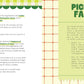 Pickle recipe card with text and grid pattern