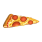 Illustration of a pepperoni pizza slice on a white background