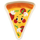pizza slice shaped plate with a face on a white background