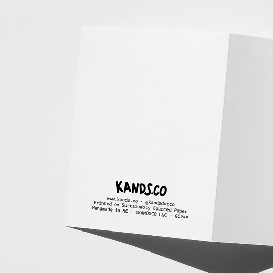 KANDSCO branded paper with sustainability information on a white background