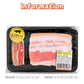 Memo pad and eraser that looks like packaged pork belly with labels on a white background
