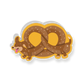 Cartoon dog inside a pretzel shape on a white background