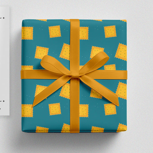 a gift wrapped in gift wrap with ravioli design 