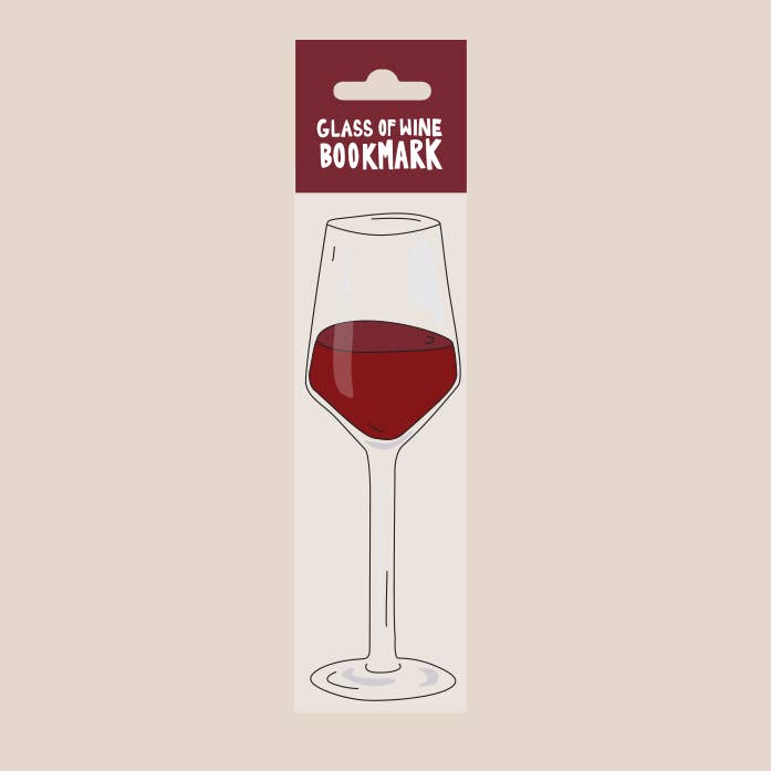 bookmark in the shape and color of a glass of red wine 