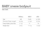 size chart for baby onesies 