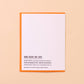 White card with text on a beige background