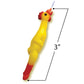 single rubber chicken candle with measurements showing it being 3" tall