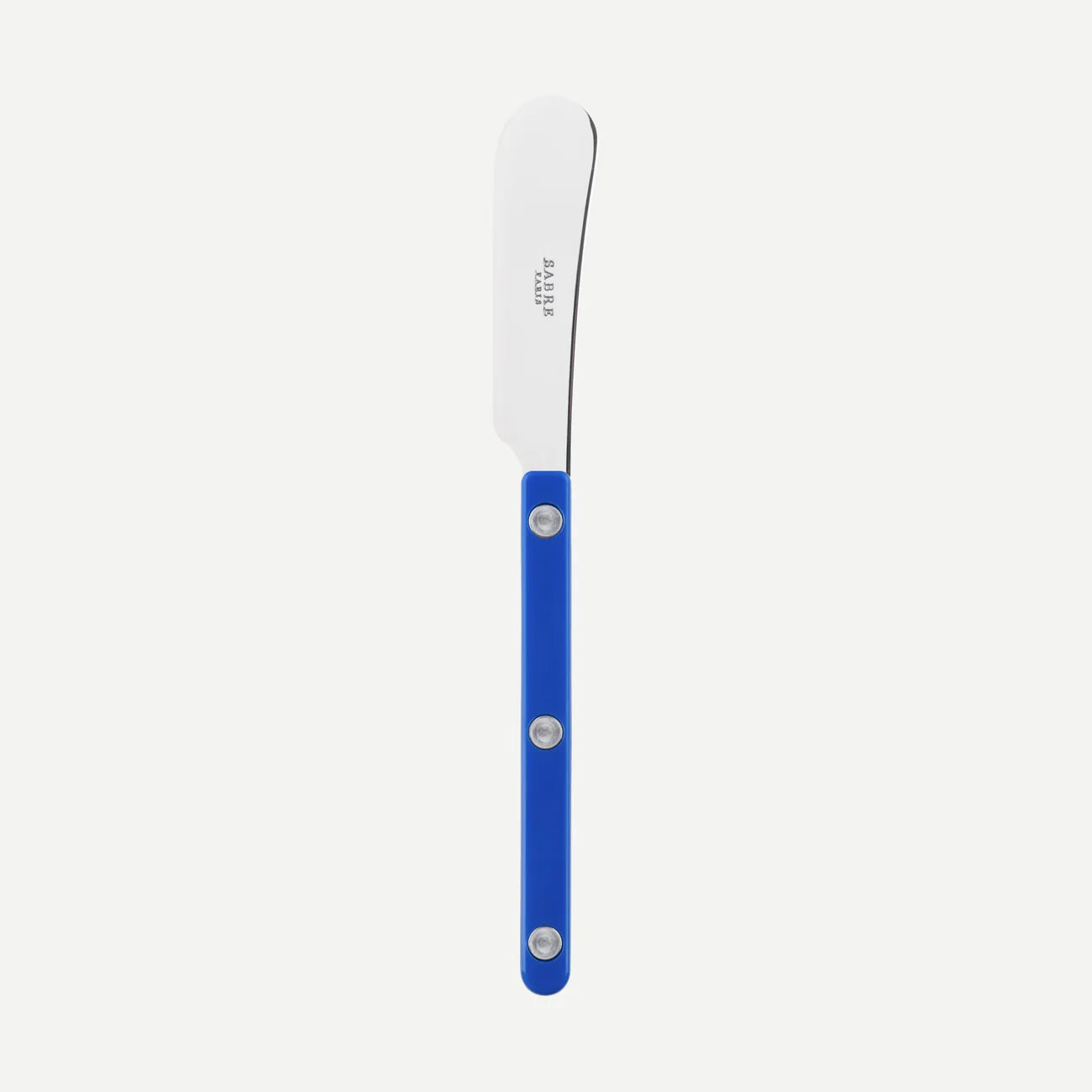 Soft cheese and butter spreader with a shiny, forged metal spreader. The color of the handle is: Lapis Blue