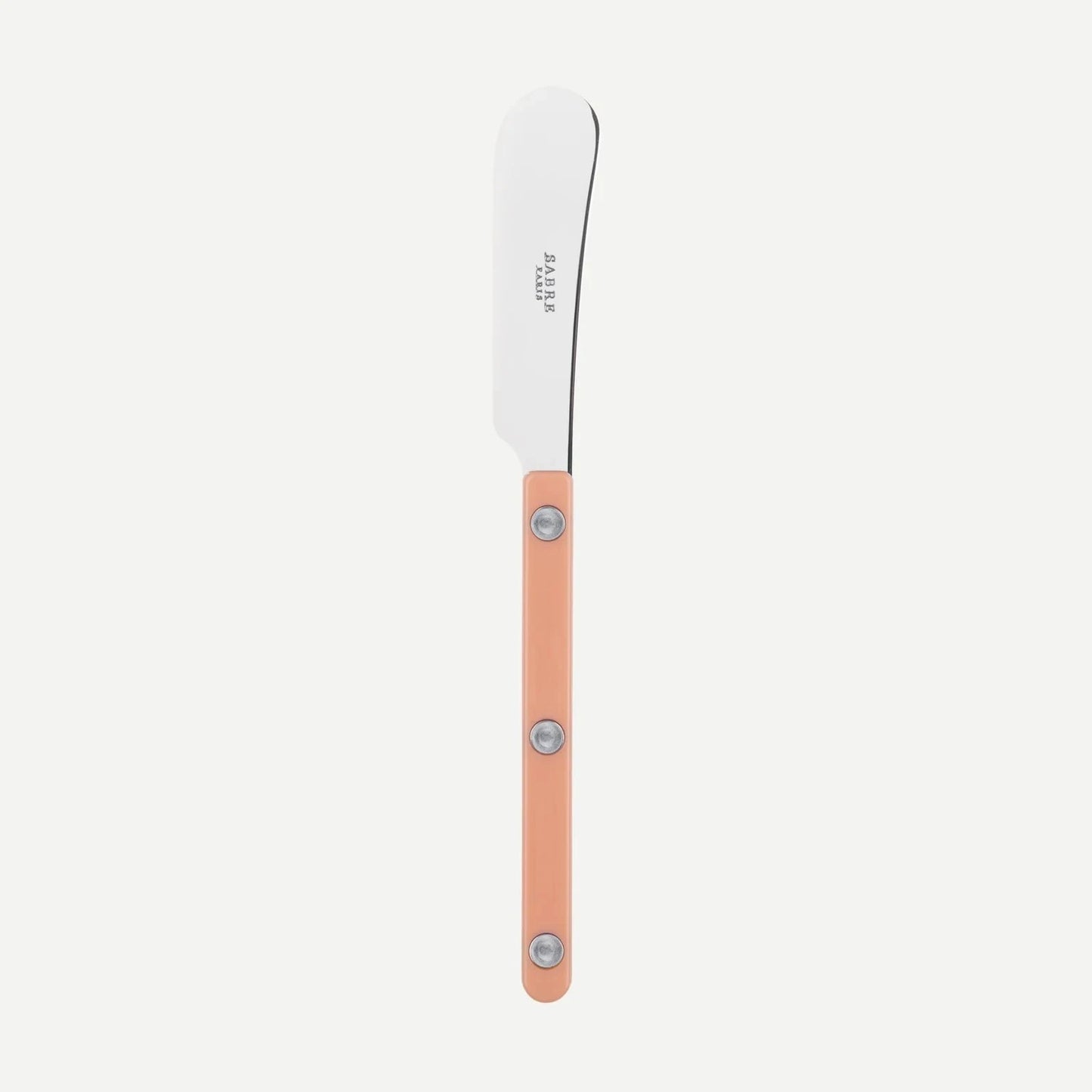 Soft cheese and butter spreader with a shiny, forged metal spreader. The color of the handle is: Pastel Pink