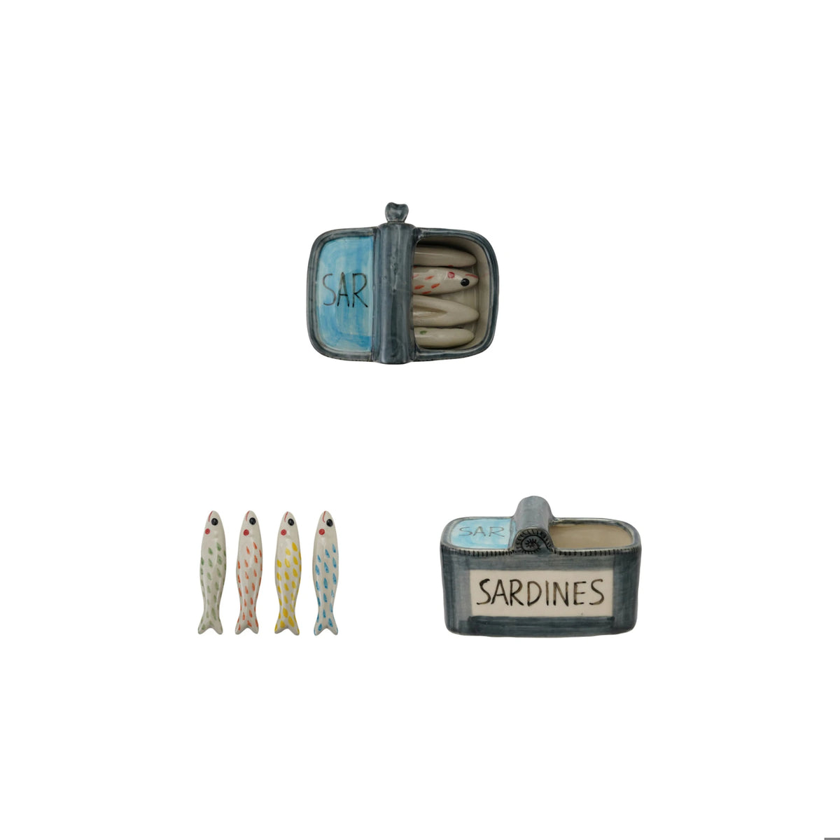 Stoneware Sardine Can Chopstick Rest Holder - Set of 4