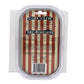 Packaged cork screw with red and white striped design on a white background