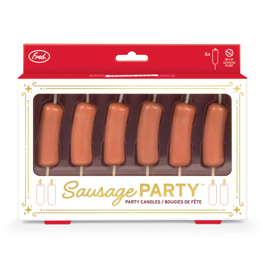 set of 6 birthday candles that look like sausages