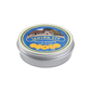 Sewing kit stickers in a metal cookie tin with a blue label on a white background