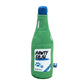 Green soju bottle-shaped dog toy with blue cap and 'Pawty Soju' label on a white background