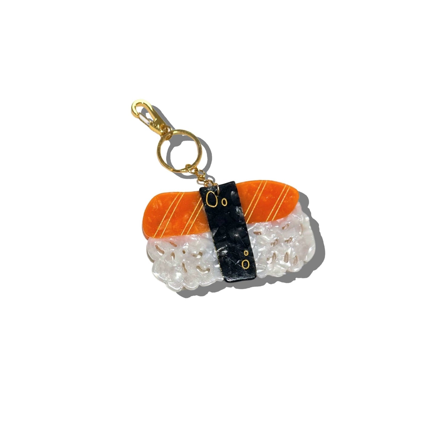 hand painted salmon sushi keychain