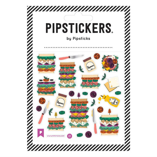 Packaging of Pipsticks stickers featuring sandwich illustrations on a white background.