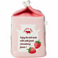 Pouch that looks like a carton of Strawberry milk. Image has 2 strawberries and a milk jug with a cow on it. Carton is red, pink and white. Text reads: Enjoy the rich taste milk with fresh strawberry flavor!